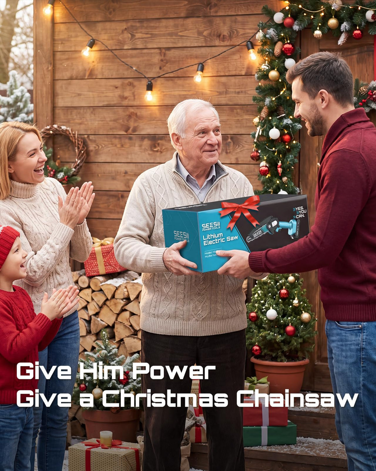 Seesii Mini Chainsaw, 6-inch Mini Chainsaw Cordless, Handheld Electric Power Chain Saw with 2 Batteries, for Tree Trimming Wood Cutting, Best Gifts for Father, Dad, Husband, Men