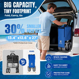 Navatiee 260L Beach Wagon with Extended Tailgate, 440lbs Heavy Duty Beach Cart with 9” Big Balloon Wheels for Sand, Collapsible Folding Wagon with Side Pocket for Outdoor, Blue