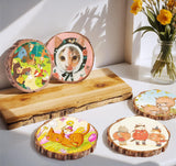 Timburst 6.5-8 inch Unfinished Wood Slices, 6 Pcs Natural Wood Centerpieces for Tables, Wood Slice with Bark, Rustic Wood Circles for Crafts Arts Party Christmas Decorations Wedding Centerpiece