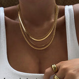 Tewiky Layered Necklaces for Women 14k Gold Plated Chain Necklace Set