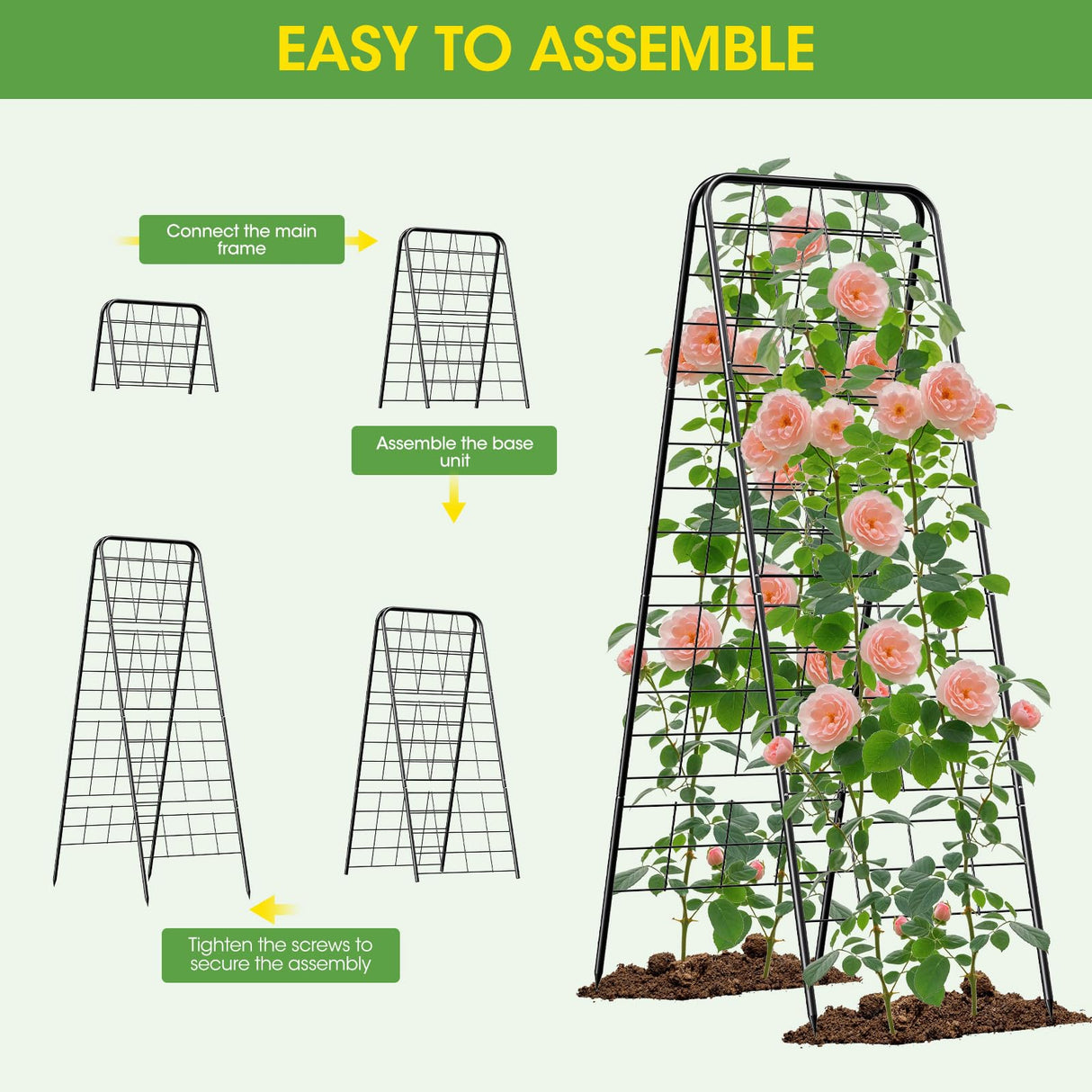 Heavy Duty Cucumber Trellis, 50" x 17" A-Frame Garden Trellis.1Pack