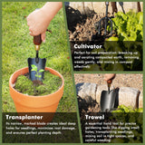 RESTMO Gardening Tools Set, 3-in-1, Carbon Steel, Wooden Handle, Brown
