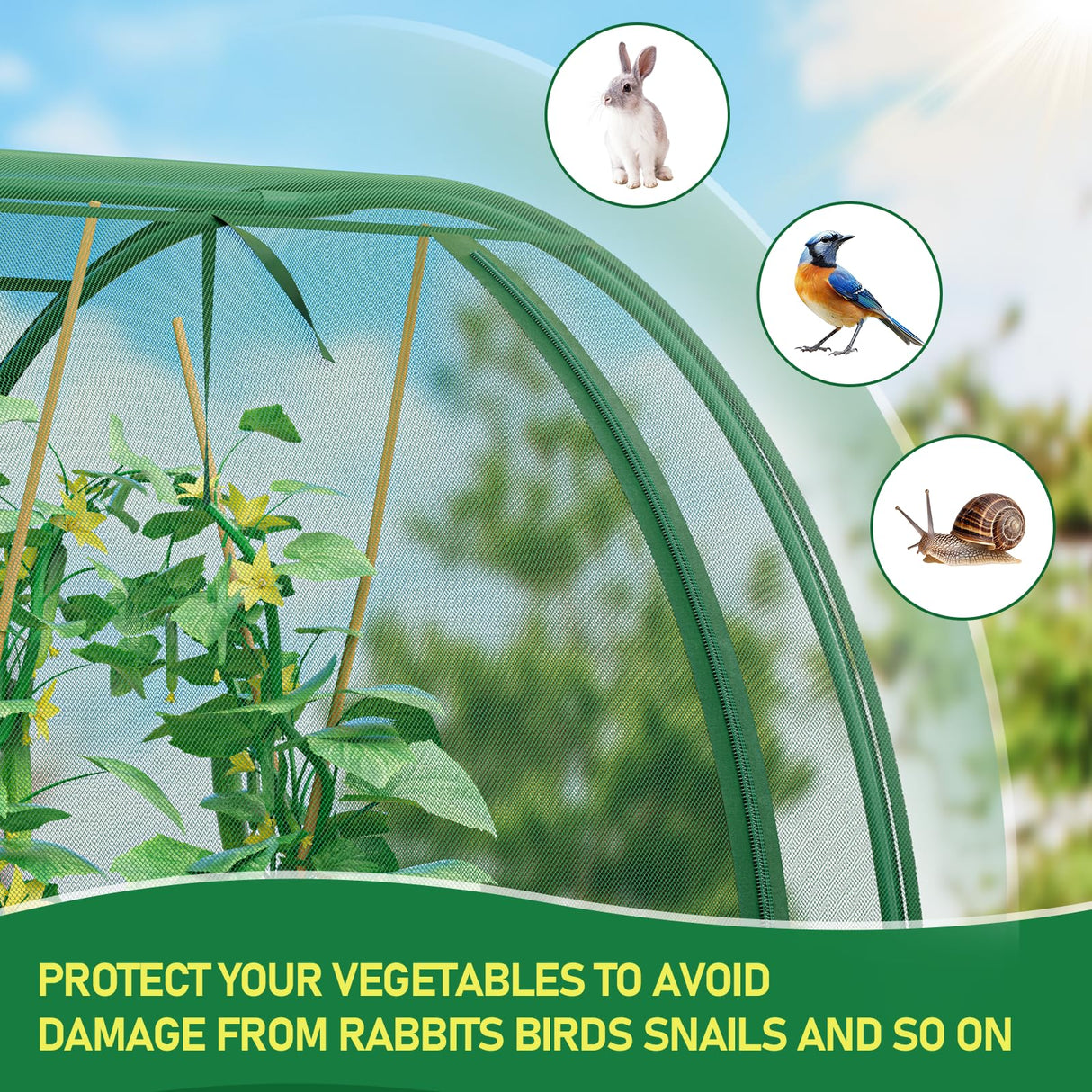 SPECILITE 98x49x49in Garden Plant Netting Mesh Cover for Raised Bed, Green