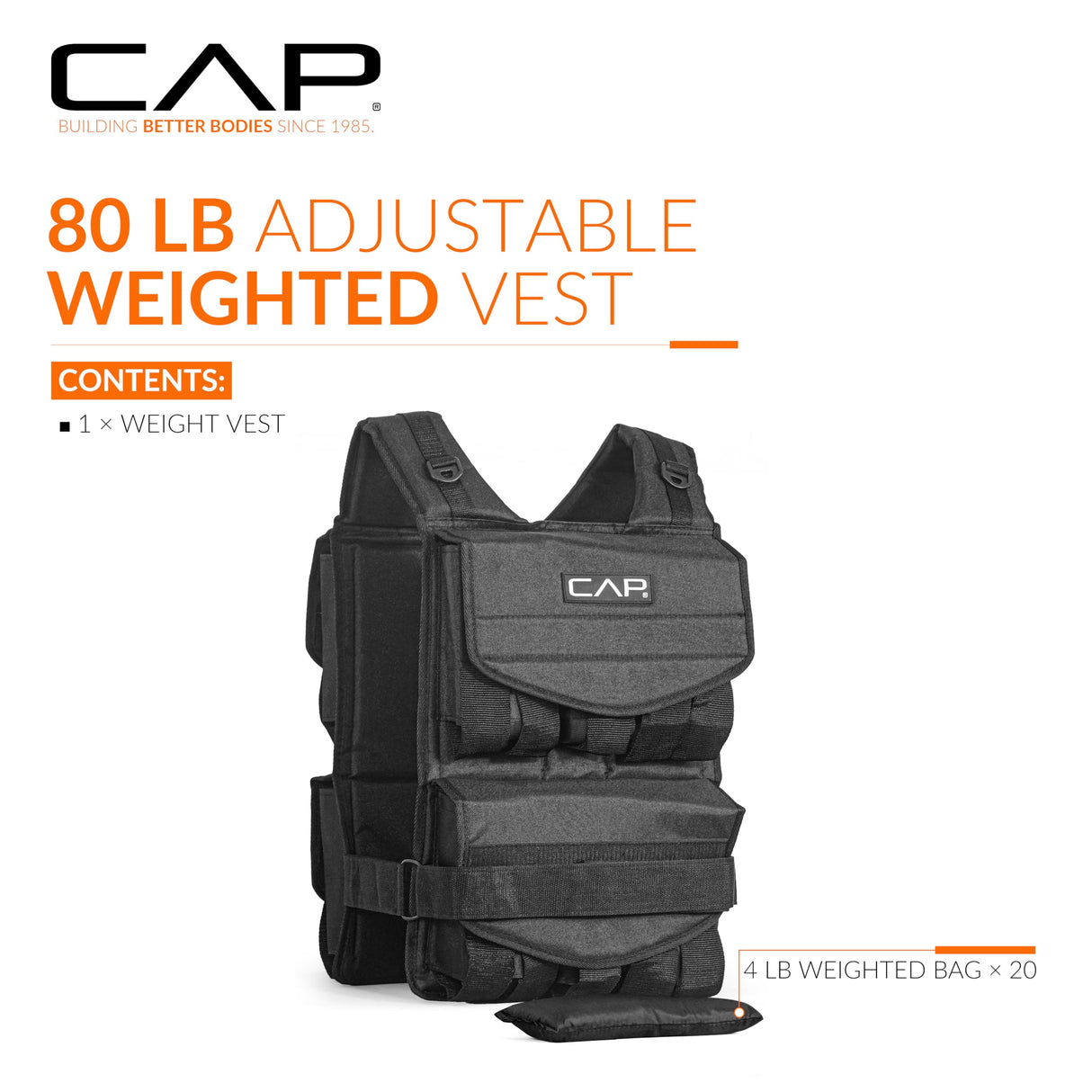 CAP Barbell Adjustable Weighted Vest, 80 lb