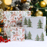 BIOBROWN Reversible Christmas Wrapping Paper - Jumbo Roll - 30 Inch X 33 Feet (82.5 sq. ft. ttl.) - Doe Floral Design Perfect for Xmas, Party, Holiday Gift Wrap