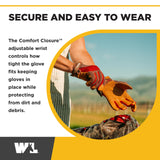 Wells Lamont Women's Breathable ComfortHyde Leather Hybrid Work Gardening Gloves, Medium (7872M)