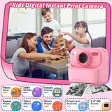 Kids Instant Digital Cameras for Boys and Girls, 1080P HD Dual-Lens Selfie Digital Camera with Print Paper & 32G Card, Christmas Birthday Gifts Toys for Toddler and Teenagers Age 3-16 Years Old