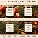 Fall and Winter Scented Candles, 4-Pack Soy Wax Gift Set, 28 oz Total