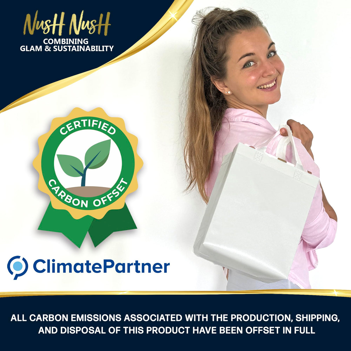 Nush Nush Set of 30 White Gift Bags Medium Size – Shiny Reusable White Gift Bags With Handles - Perfect Goody Bag for Wedding Favors, Holidays, Christmas, Birthday, Small Business, Events – 8Wx4Dx10H