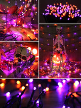2 Pack Solar Halloween String Lights Total 144ft 400LED Orange-Purple
