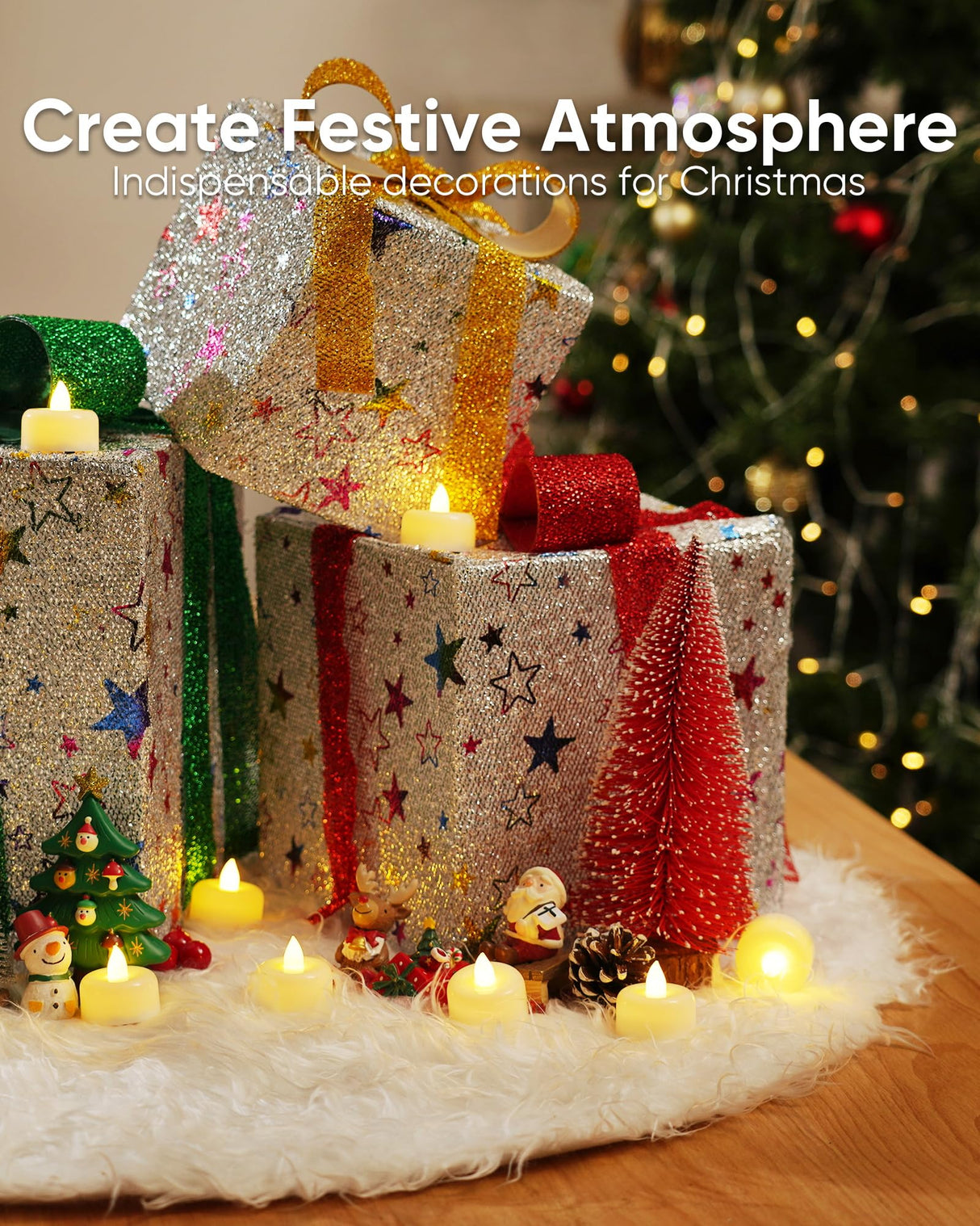 Amagic 50Pack Flameless LED Tea Lights Candles Battery Operated, Electric Fake Tealight Candles for Votive, Halloween, Christmas, Home Decor, Wedding, Table Decor (50Pack)