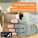 IMAK Compression Arthritis Gloves - Compression Gloves for Arthritis & Joint Pain Support - Men's & Women's Fingerless Gloves to Support Circulation - Grey - Large