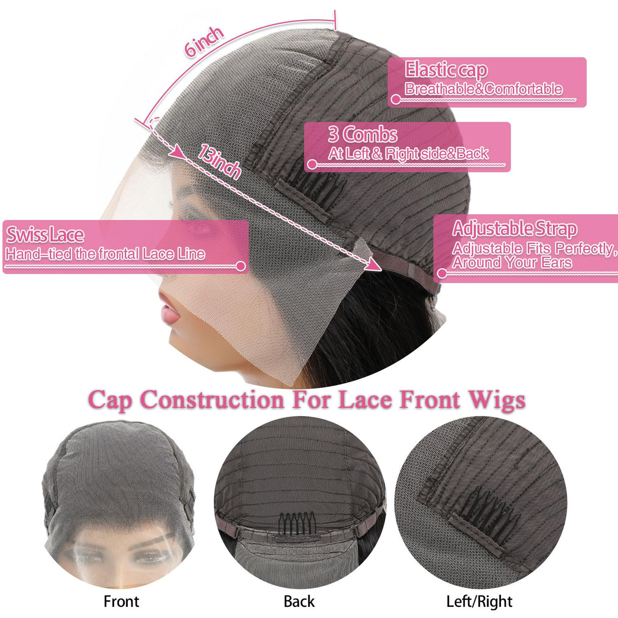 13x6 Lace Front Wigs Human Hair Pre Plucked 200% Density Body Wave HD Lace Front Wigs Human Hair Transparent Frontal Glueless Wigs Virgin Human Hair with Baby Hair for Women Natural Black 30 Inch