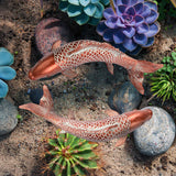 Wosuine Garden Statues Koi Fish Decor Outdoor Garden Fish Statues, Set of 2 Antique Copper Koi Art Sculptures for Patio, Backyard, Pond and Home Decor, Best Gardening Gifts for Women Mom