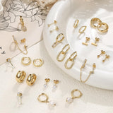 BESTEEL 13 Pairs Small Stud Hoop Earrings Set for Women, Gold Earrings Pack