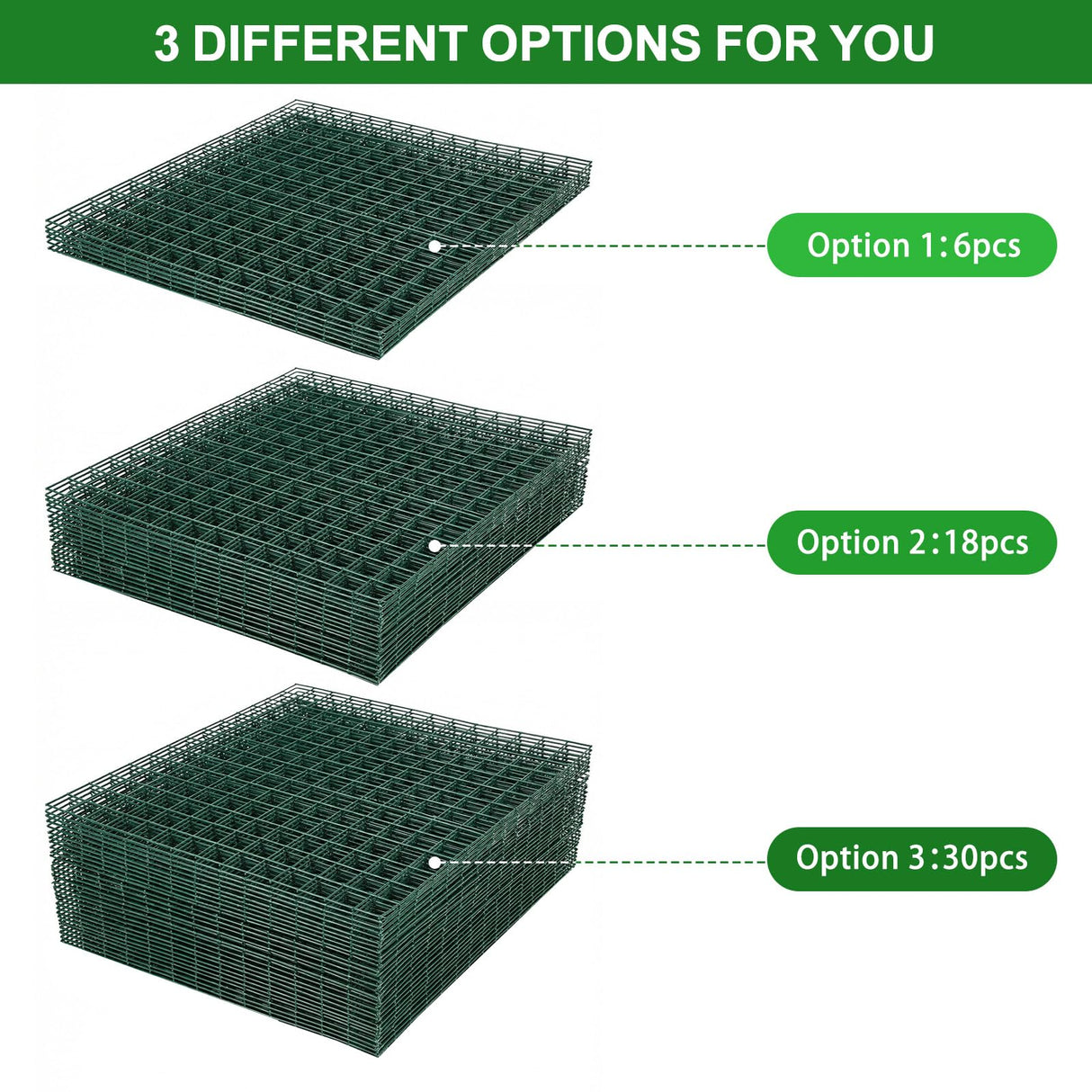Plant Protectors from Animals - DIY Reusable Plant Cages for Outdoor Plants, Square Mesh Plant Covers Kits, 12"x12" Panels (6/18/30 Pcs) (18, Dark Green)