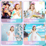 LIMIROLER Princess Dress Up Toys Princess Dress Up Clothes Rainbow Mermaid Cape Kit 9 Pcs Gift Set for Little Girls 3-8 Years Old, Great Gift Set for Birthday Christmas Halloween (Rainbow Pink)