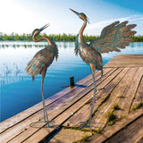 Oritty Crane Statues for Garden Decor, Metal Crane Yard Art Statues, Standing Heron Garden Sculptures & Statues for Outdoor Decorations, 38-42 Inch Set of 2, Copper