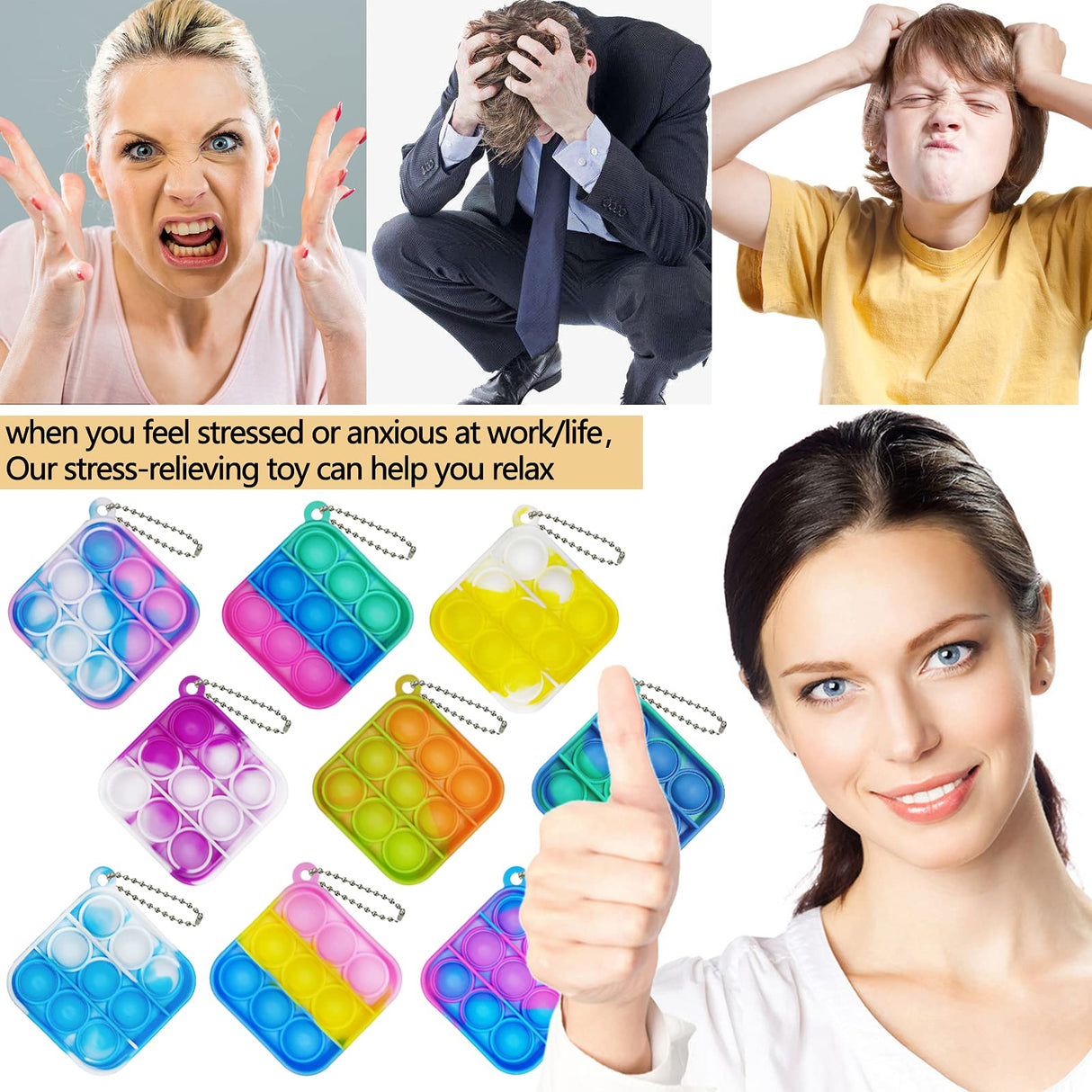 120 Pcs Mini Pop Bubble Fidget Toys, Silicone Keychain Small Pop Bulk for Party Favors, Classroom Prizes, Reliever Hand Toy Goodie Bag Stuffers Halloween Christmas Birthday Gifts for Kids Students