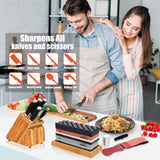 HMPLL Knife Sharpening Stone Set, Professional Whetstone 4 Side Grit 400/1000 3000/8000, Whetstone Knife Sharpener Stone Set Include Non-slip Base, Leather Strop, Flattening Stone & Angle Guide