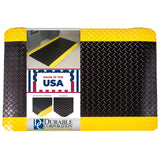 Durable Corporation-442S Vinyl Heavy Duty Diamond-DEK Sponge Industrial Anti-Fatigue Floor Mat, 2' x 3', Black with Yellow Border
