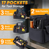 TICONN Heavy Duty Tool Bag with Multi-Pockets, Portable Tool Box Organizer Storage Bag, with Adjustable Shoulder Strap and Ergonomic Handle (Blue, 14" Standard Base)