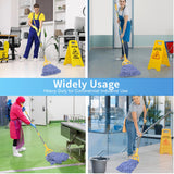 HiBaby Commercial Mop with Extra Head Replacement, 63Inch Handle Heavy Duty Industrial Mop Looped-End String Wet Mops for Floor Cleaning for Warehouse, Workshop, Garage, Office, Home (2 Mops Head)