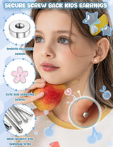 SAILIMUE Hypoallergenic Flat Back Earrings for Girls Kids Toddler Women