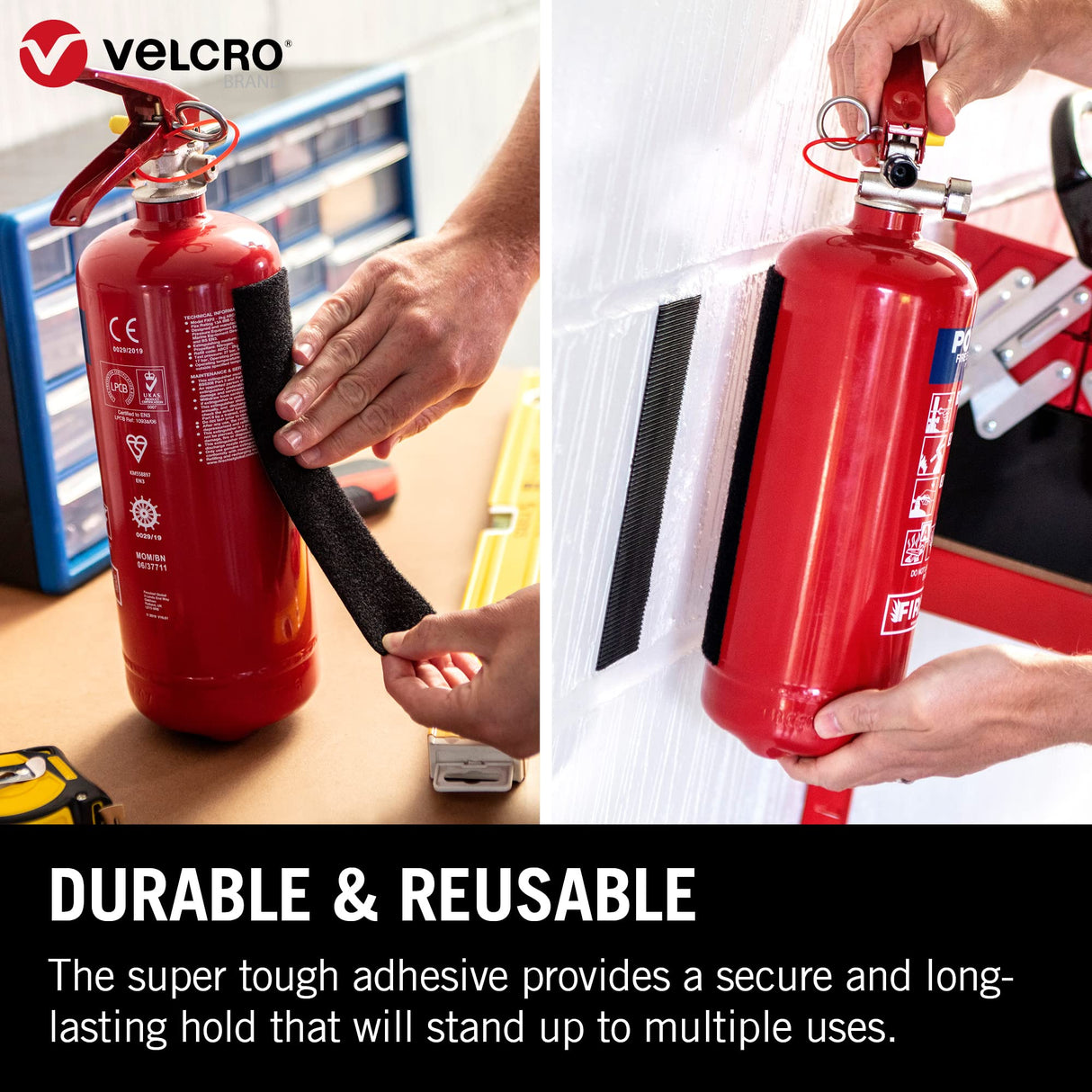 VELCRO Brand - Heavy Duty Stick On | Superior Holding Power Indoors & Outdoor Use | 50mm x 5m Tape | White