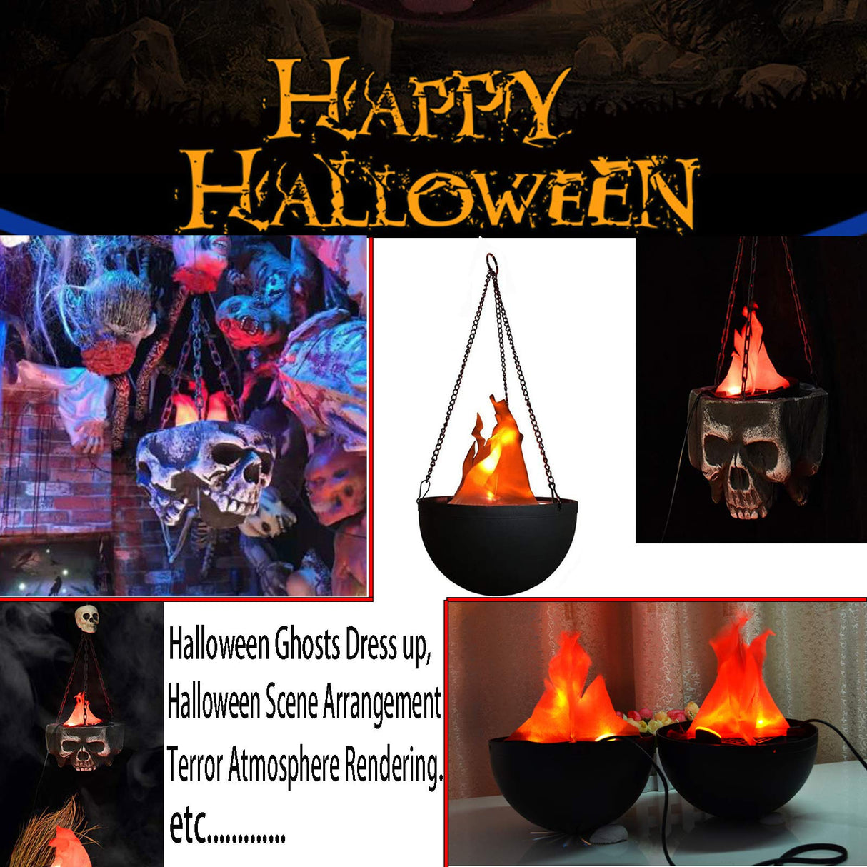 3D Fake Fire LED Light - Hanging Silk Flame Stage Effect Lamp for Halloween, Christmas, Festivals, Parties, Night Clubs