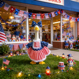 AOXFOXMAS Porch Goose Outfits for 23 Inch Lawn Statue, Patriotic USA Costume for 4th of July Independence Day, Garden Patio Decor for Cement/Plastic Goose Sculpture