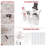 ATDAWN Light Up Snowman Family, Pre-Lit 60 Lights Christmas Collapsible Snowman Outdoor Decoration, Outdoor Lighted Snowman Christmas Yard Decorations, SF02