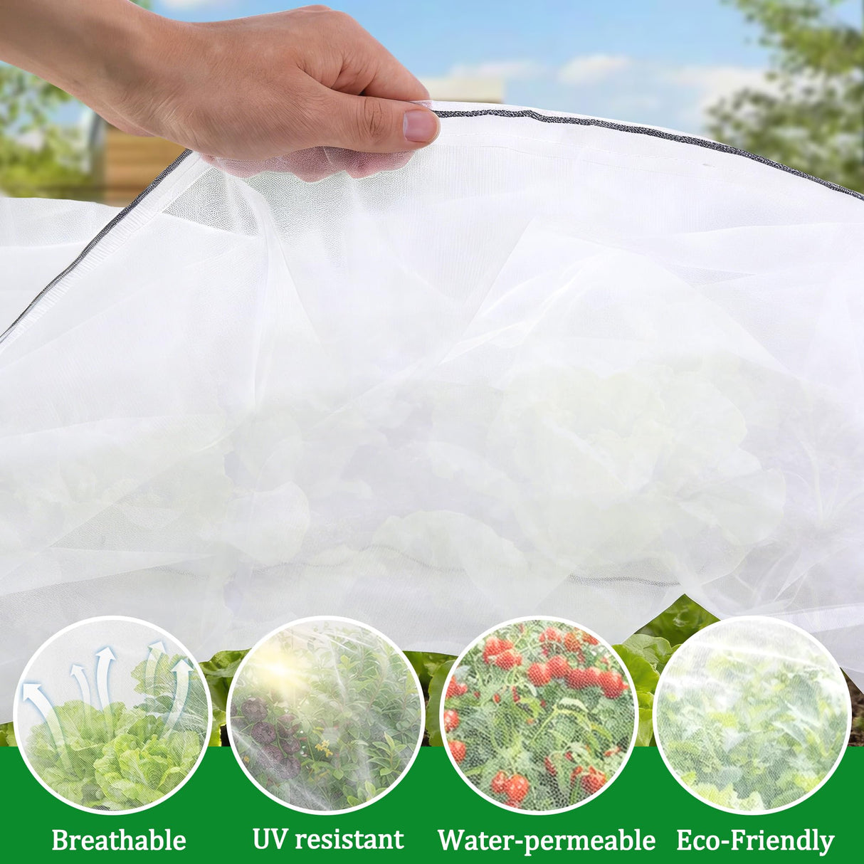 2 Pack Garden Netting for Raised Beds, 37.4" x 19.6" x 19.6" Garden Bed Insect Bird Netting Cover, Raised Garden Bed Plant Cover Mesh Pest Barrier Screen for Protecting Vegetables Fruits Flowers