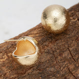 Matte Dome Stud Earrings for Women, Half Ball Button Earrings (Gold)