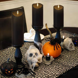 Outdoor Flameless Candles with Remote Timer - Waterproof Realistic Flickering LED Pillar Electric Battery Operated Fake Candle for Home Halloween Christmas Party Decor - 3 Pack Black (D3”H4”6”8”)