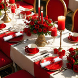 Joyido 400PCS Pre Rolled Red Plastic Silverware Sets - Heavy Duty Red Cutlery - Include 100 Pack Wrapped Disposable Utensils with Napkins for Christmas Parties & Dinners & Weddings