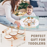 Drum Set for Toddler - Toys for 2 3 4 Year Old Girls Boy Gifts - 9 in 1 Wooden Montessori Musical Instruments with Xylophone for Kids 3-5, Christmas Birthday Gifts for Toddlers 2-4