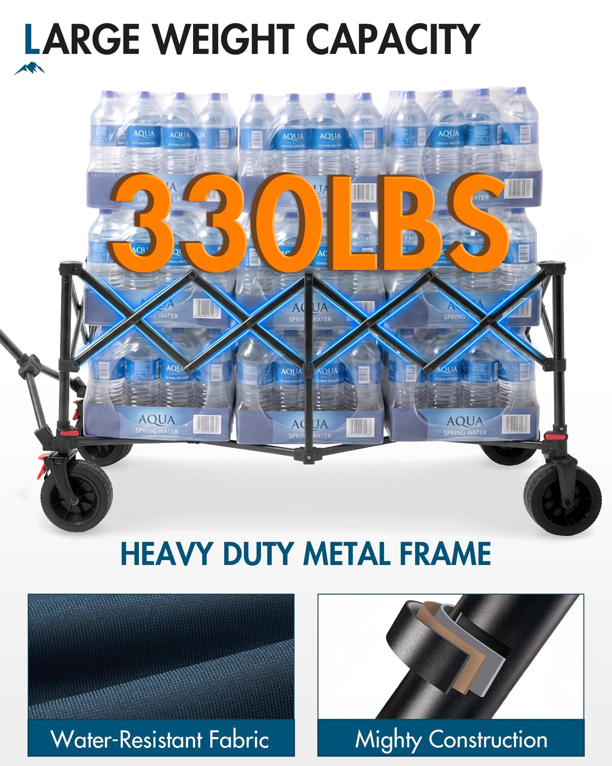 Portal Ultra Compact Folding Wagon Cart with Brakes, 300L Large Cart