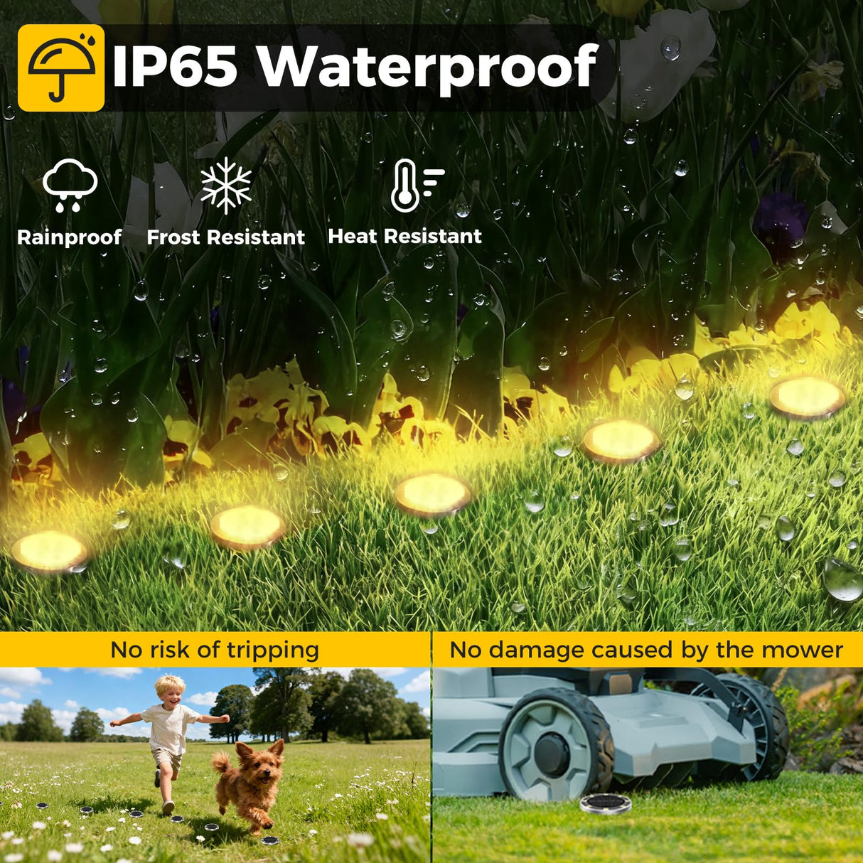 inkgear 6 Pack Solar Ground Lights Outdoor, 8 LED Mini Flat Solar Disc Lights, IP65 Waterproof Pathway Lights Solar Powered, Landscape Lighting for Garden Walkway Driveway Yard Lawn,Warm White