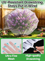 6pcs 4ft x 5ft Insect Bird Netting for Garden - Ultra-Fine Blueberry Bush Netting Cover with Drawstring for Garden Protection Flower Tomato, Plant Protectors from Animals