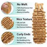 Human Braiding Hair for Boho Braids Human Hair 110g 20 Inch Curly Boho Hair for Braiding Knotless 12A Deep Wave Bohemian 3 Bundles/Pack Caramel Honey Blonde
