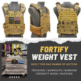 Polyfit (Fortify) Weighted Vest for Strength and Endurance Training, Fitness Workouts, Running, WODs - CAMO
