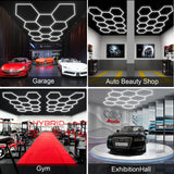 MODERN 11 Hexagon LED Garage Light, Ultra-Bright 6500K Natural White, 11 Grids for Garage, Mall, Shop, and Auto Detailing.