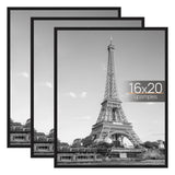 upsimples 16x20 Poster Frame, Easy Slide-In Assembly, Black, 3 Pack