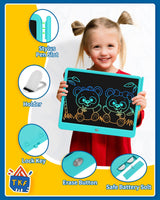 TEKFUN 15" LCD Writing Tablet for Kids, Large Drawing Pad for Boys & Girls, Screen-Free Way to Keep Kids Busy, Reusable Doodle Board for Learning & Travel, Great Christmas Gift Idea(15in Blue)