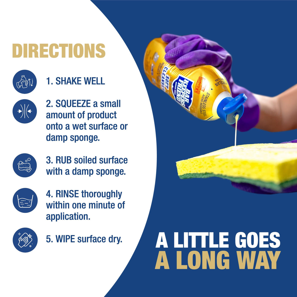 Bar Keepers Friend Soft Cleanser Liquid (2 x 26 oz) Plus Dish Fish Sponge - Multipurpose Cleaner & Rust Stain Remover for Stainless Steel, Porcelain, Ceramic Tile, Copper, Brass & More