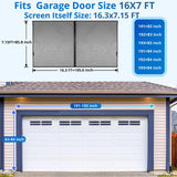 FEGO Garage Door Screen 16x7FT, Magnetic Screen Door with Retractable Fiberglass Mesh and Heavy Duty Weighted Bottom, Easy Assembly&Pass, Hands Free w/ 40 Magnets for 2 Car Garage/Patio/Small Shop