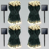 4 Pack Total 800 LED Solar Christmas Lights Outdoor, Solar String Lights for Outside with 8 Modes, Waterproof Green Wire Solar Powered Tree Light for Xmas Party Yard Garden Decorations (Warm White)