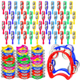 Lukmaa 72 Pcs Christmas Tambourines Bulk, 36 Plastic Hand Bells 36 Cymbals Musical Toy Instruments for Church Sunday School, Education Activities, Christian Charity Donation(Round)