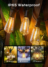 Brightown Outdoor String Lights, 50FT 25+2 LED ST38 LED Patio Lights Shatterproof, Dimmable IP65 Waterproof Connectable Hanging Outdoor Light for Backyard, Porch, Deck, Balcony